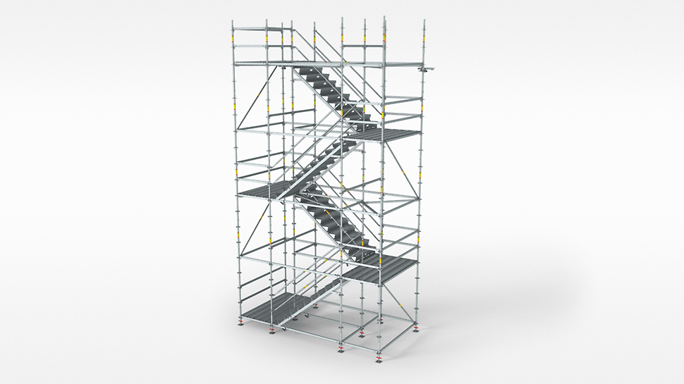 Escadas em aço PERI UP Rosett Flex 100,125: para requisitos elevados no que respeita à capacidade de carga e acessibilidade.