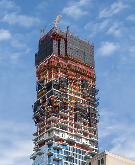 Progetti PERI - Grattacielo 56 Leonard Street - Paramenti di protezione a ripresa RCS, abbinati a tavoli per solai sporgenti