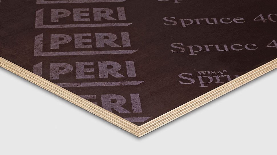 The PERI Spruce 400 formwork panel has a 400 g / m² film coating.
