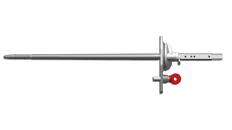 The wall thickness can be easily adjusted on the anchor by means of a cotter pin. The usual wall thicknesses are indicated through markings on the tie rod.