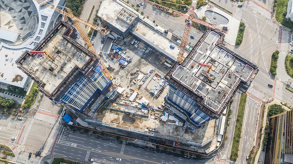Top view of the construction site in Incheon, South Korea.