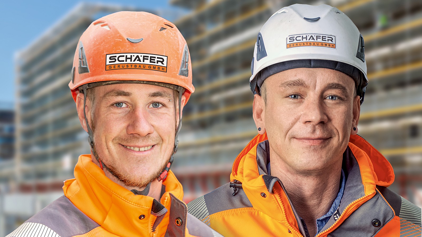 Porträt von Roy Deck, Montageleiter und Stefan Polster, Bauleiter bei Schäfer Gerüstbau GmbH, NL München