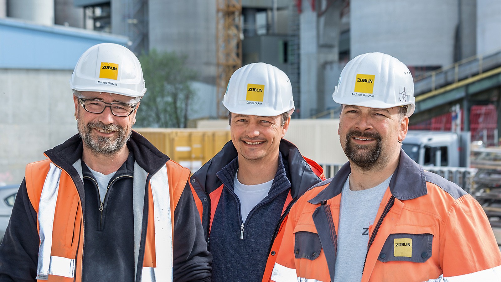 Porträt von Markus Diebold, Polier, Daniel Ocker, Projektleiter und Andreas Banzhaf, Polier bei Ed. Züblin AG, Bereich Ulm/Neu-Ulm