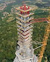 Avala TV Tower, Belgrade, Serbia - The tower and antenna tip could be safely mounted with the help of PERI UP Rosett working scaffold at a height of almost 200 m.