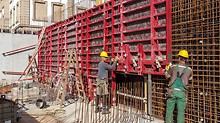 The innovative and tried-and-tested MAXIMO panel formwork has been adapted to accommodate the technology of single-sided anchoring and can be used very flexibly.
