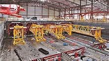 A purpose-built field factory produces the tunnel segments in a dry dock. The individual tunnel elements are towed out to the open sea using pontoons and then sunk to their designated positions on the seabed.