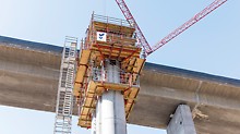 Whether in building construction, dam, pier head or tunnel construction – with the pre-assembled platforms, the SCS Climbing System is quickly ready for use in a wide range of applications. The particularly high load-bearing capacity ensures rapid construction progress with few climbing sections.