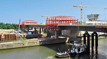 Schleusenbrücke Lanaye, Belgien - Der Ausbau der Schleusenanlage Lanaye erfordert den Neubau einer 200 m langen Straßenbrücke.