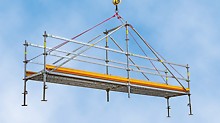 The PERI UP Flex trench bridge is a temporary and safe passage across construction trenches or building pits with spans of 6 m and 9 m. The bridge is assembled completely from PERI UP system components and can be moved as a whole by crane. 