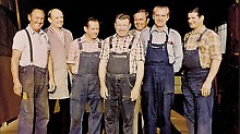 Die erste PERI Mannschaft mit Karl Müller, Josef Schwatzer, Josef Madel, Nikolaus Bechthold, Günther Bohatsch, Alfred Fuchs und Bruno Konrad. (v.l.n.r.)