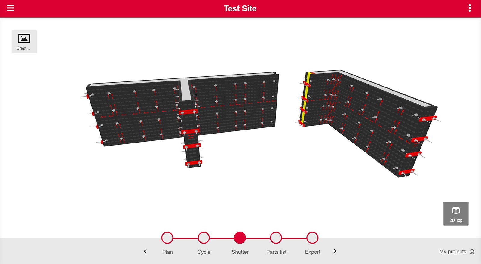 PERI QuickSolve - DUO Planner - Stap 3 'shutter': Je krijgt een 3D-weergave van je project.