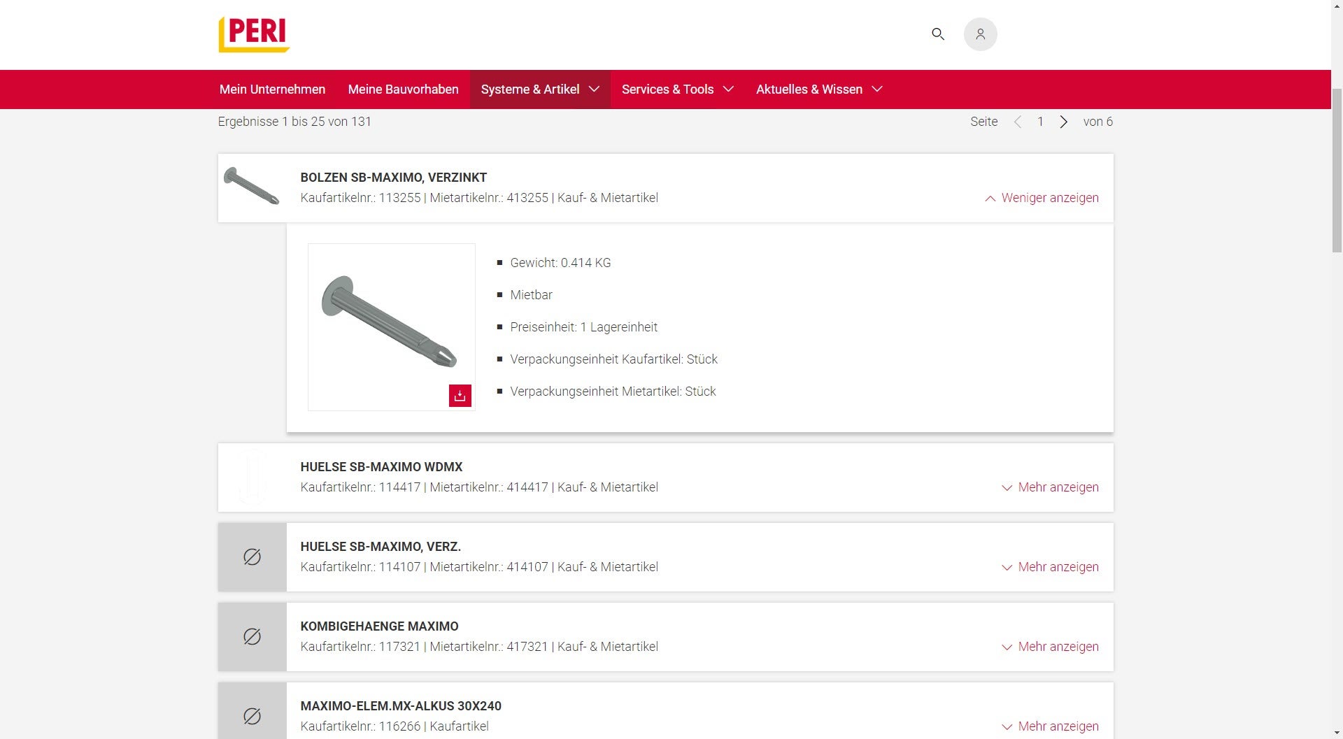 Pregled proizvoda pruža uvid u celokupan PERI asortiman. Fotografije artikala i podaci o težini olakšavaju izbor i upotrebu.