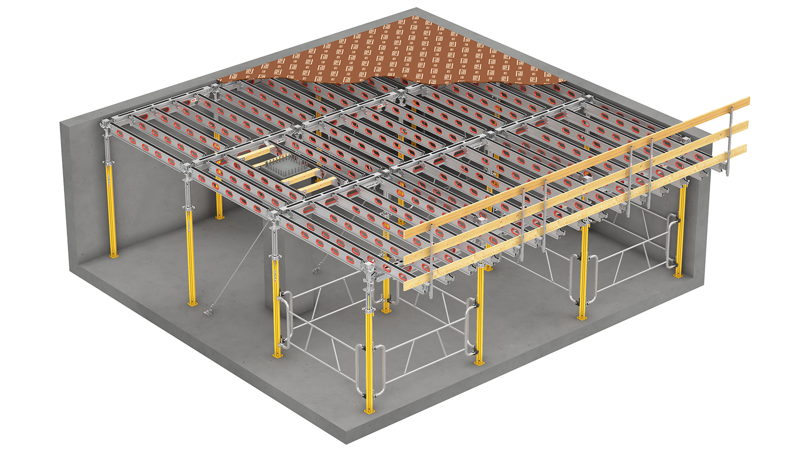 Das großflächige Raster ermöglicht ein schnelles Realisieren großer Feldgrößen bei geringem Einsatz von Stützen. Das sorgt für hohe Effizienz.