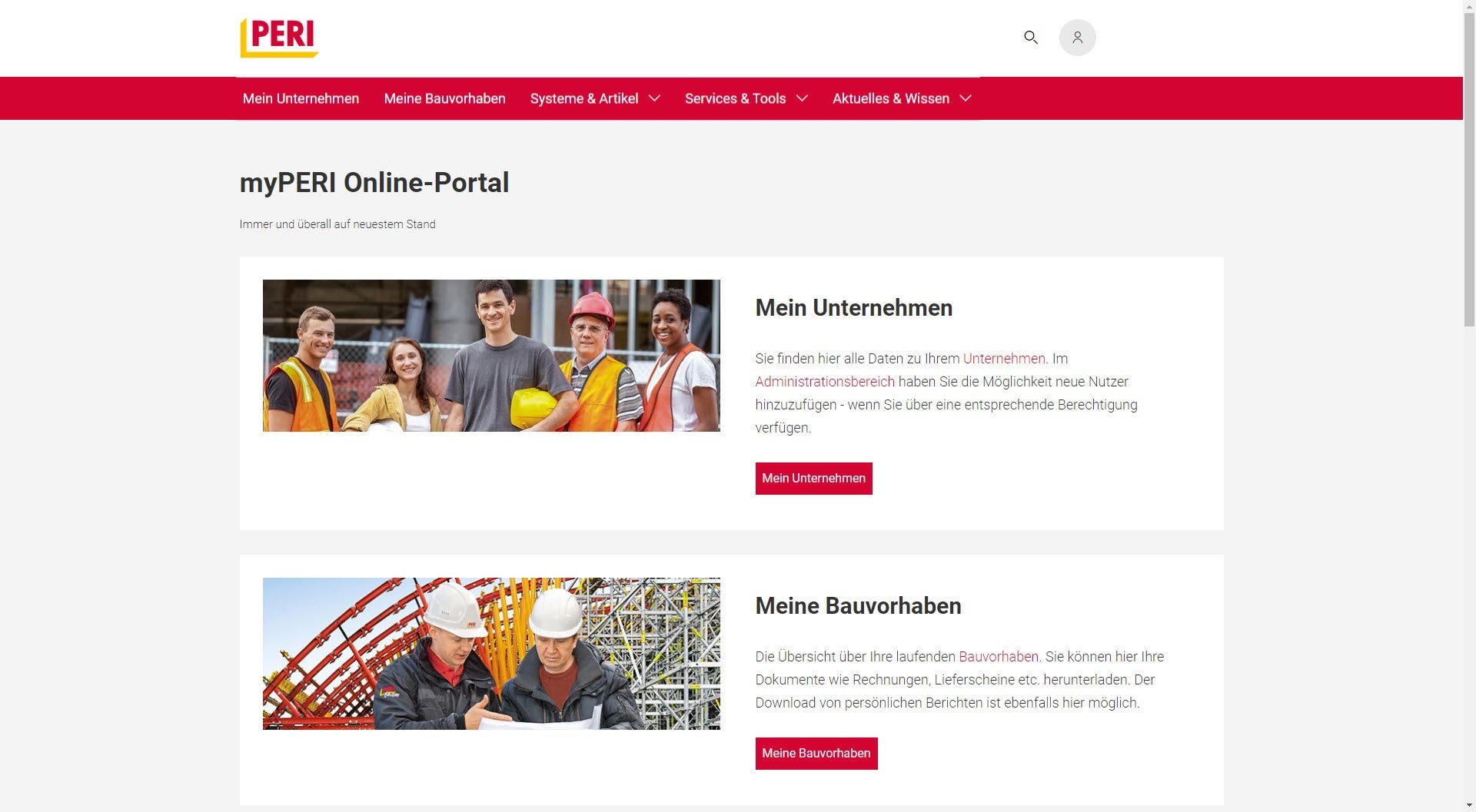 Die Abbildung der PERI Systeme mit den Details aller verfügbarer Artikel erleichtert unter anderem die Materialverwaltung.<br/>