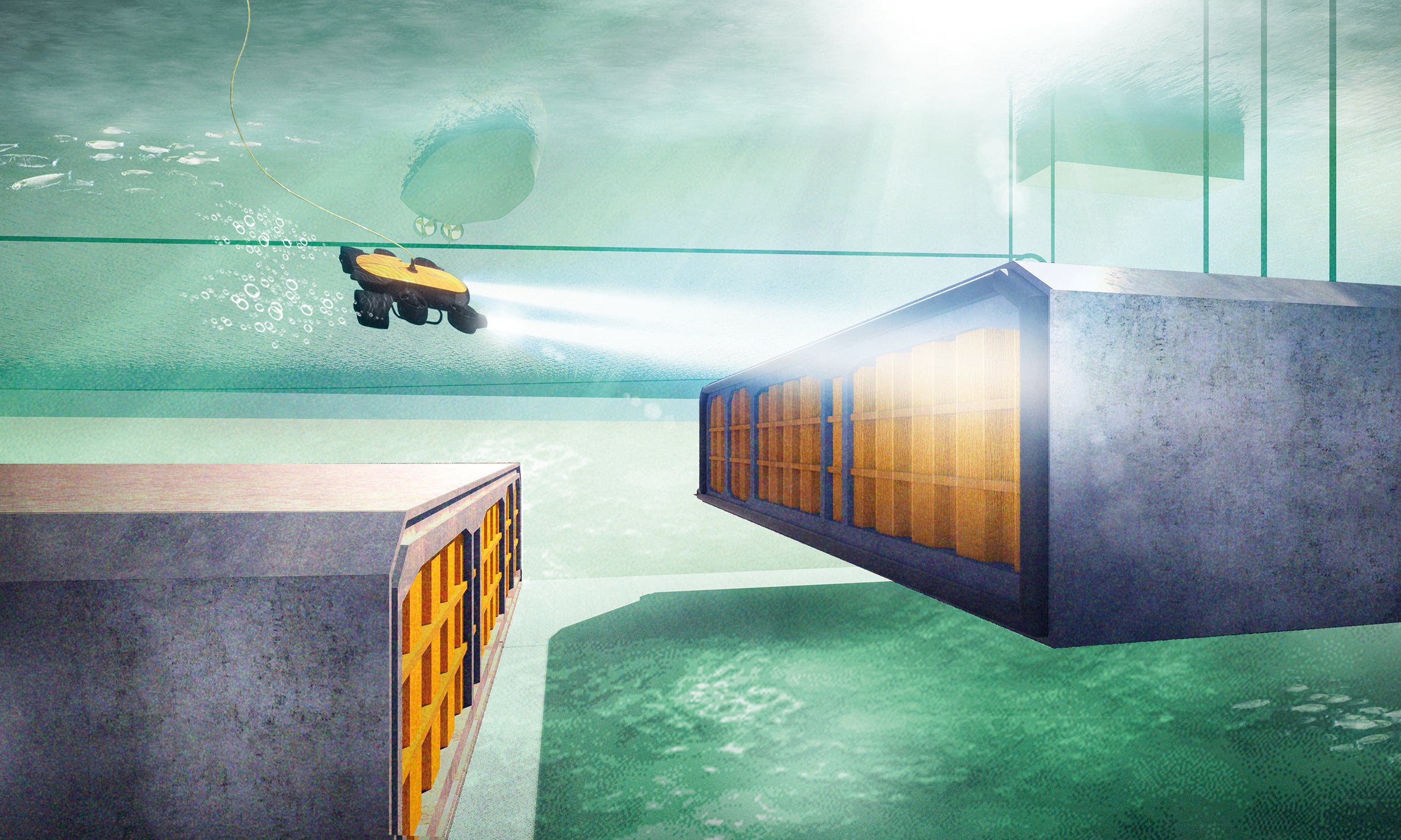 Tunneli elementide sukeldamise ja ühendamise visualiseering. <br/>(Illustratsioon: Femern A/S)<br/>