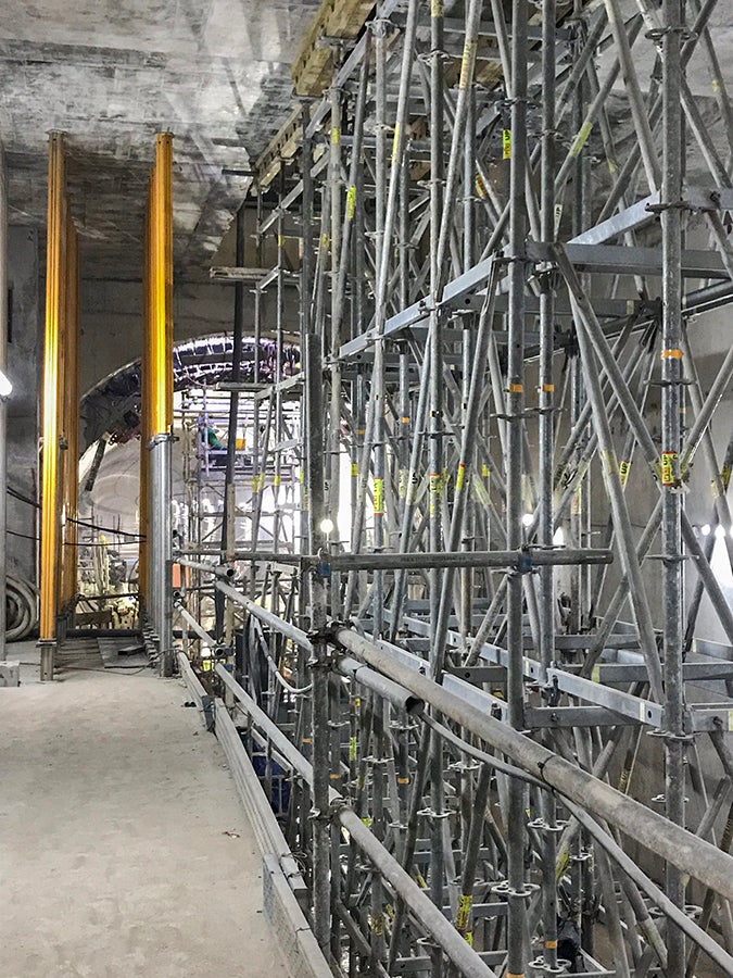 A localized back propping was done on the train platform using MULTIPROP.