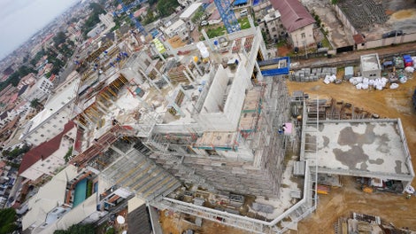 Construction of the Marriot hotel ikeja with the use of PERI UP Scaffold system