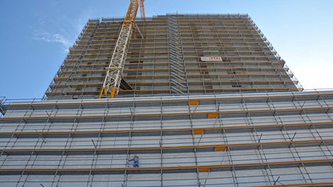 PERI UP Façade Scaffold providing a safe working environment for all site personnel