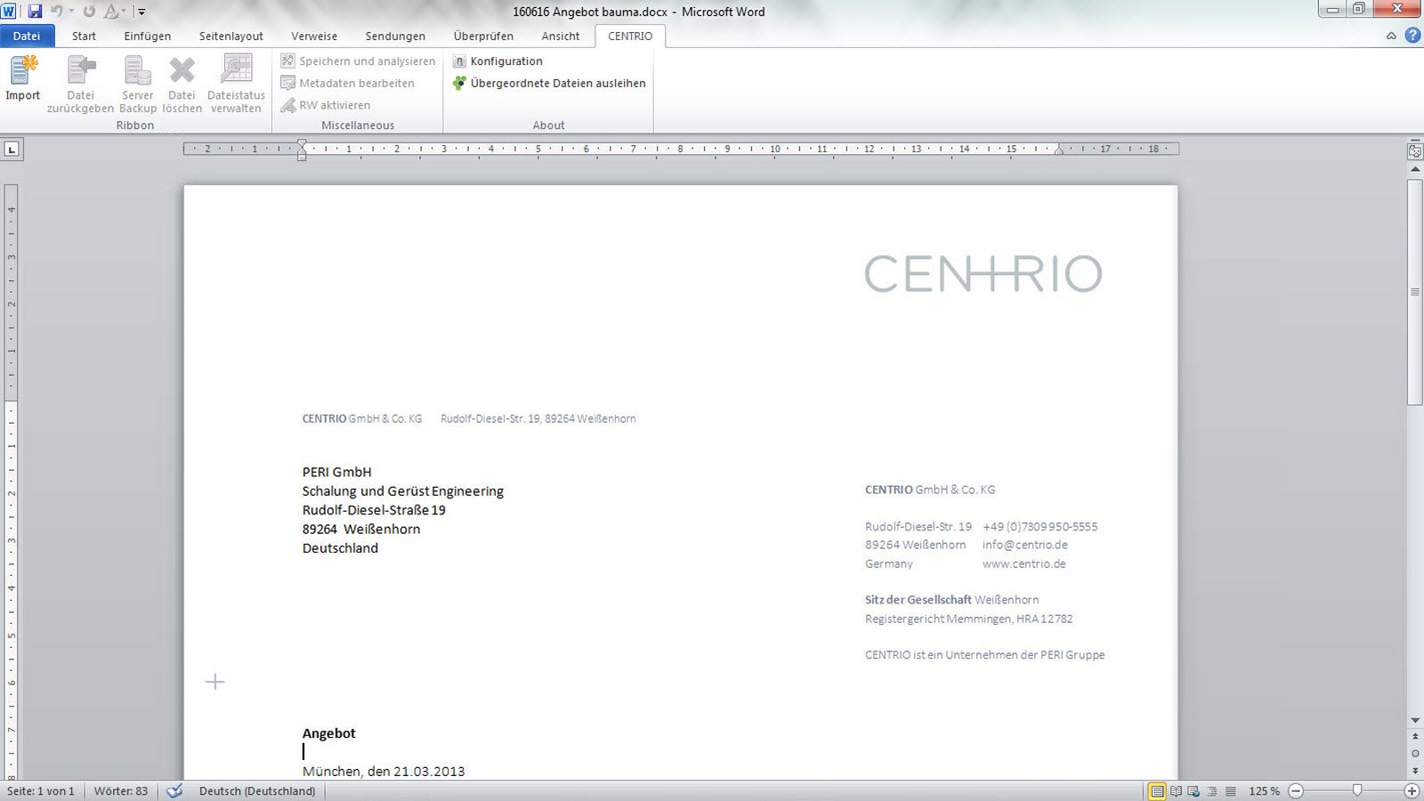 外部接口-例如CENTRIO CLM可与Microsoft Office轻松进行数据交换。