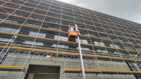 The Alimak STS 300 is designed for use with all PERI UP scaffolding systems.