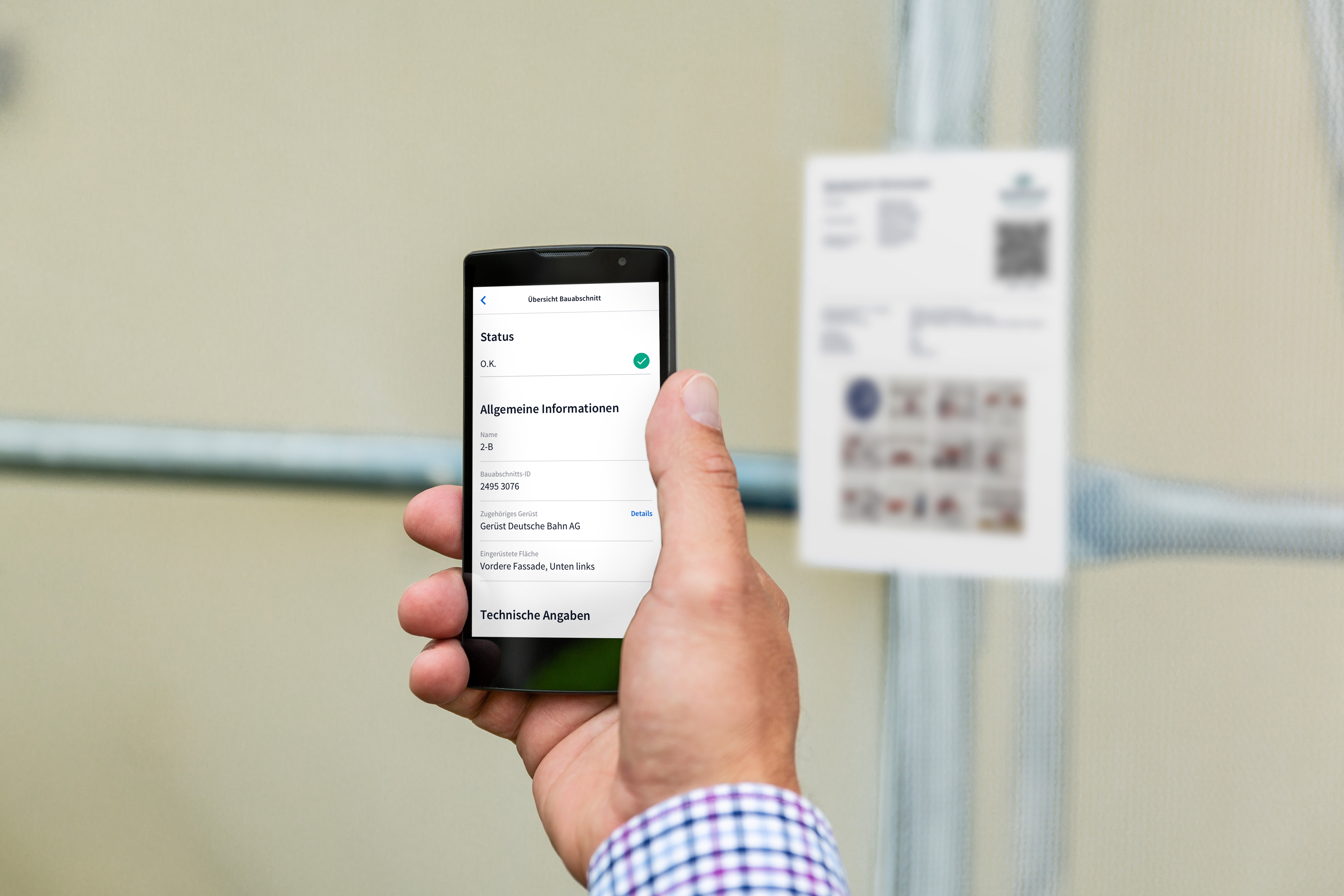 SCAFFEYE permet à tous les utilisateurs de procéder à un contrôle de sécurité simple et numérique de chaque échafaudage via une application pour smartphone (iOS &amp; Android).