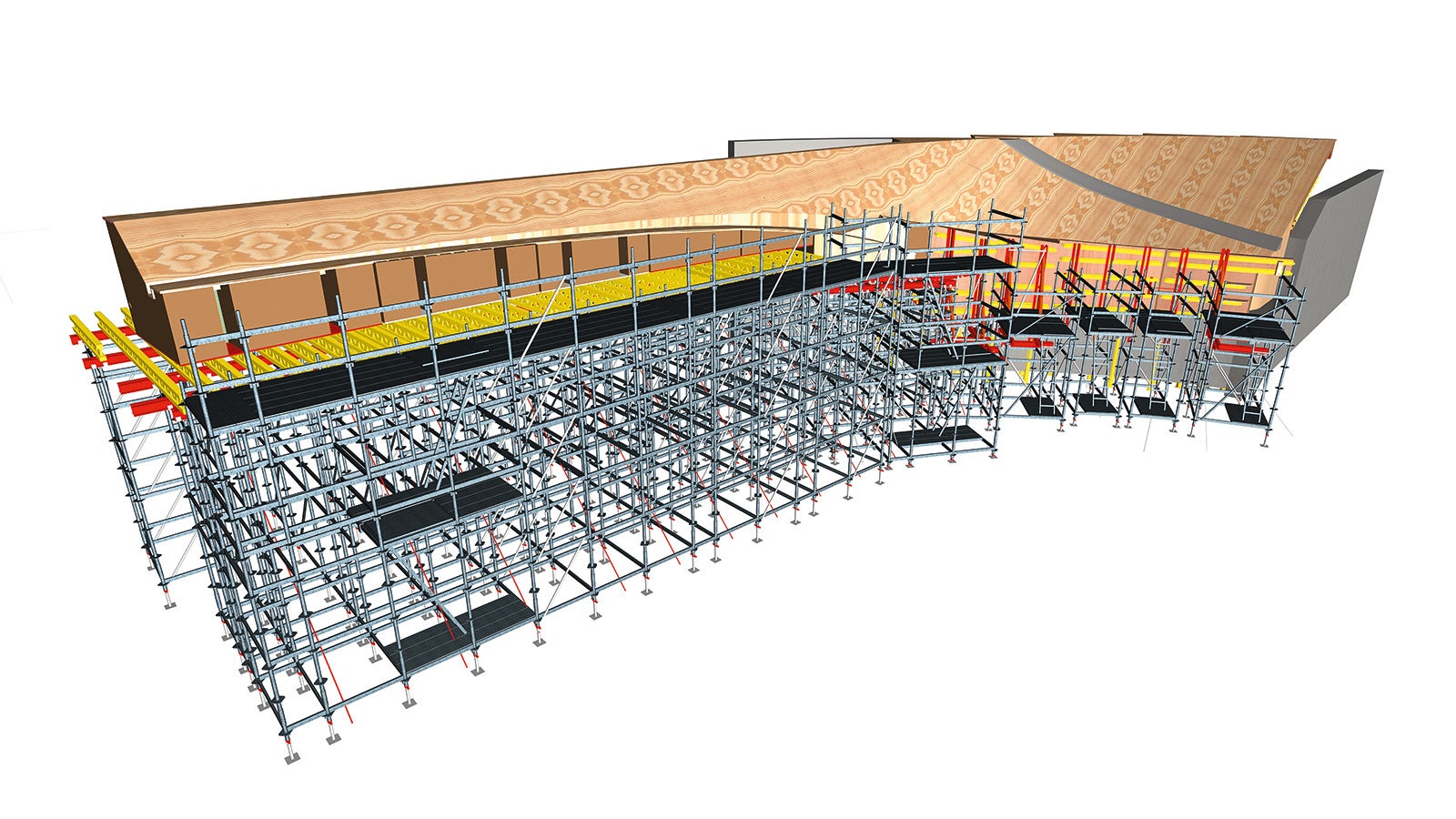 For an all-round, uniform concrete finish, PERI engineers compiled the available data regarding the complete element arrangement beforehand. By means of a 3D model, all details could be coordinated with the architectural team in London.