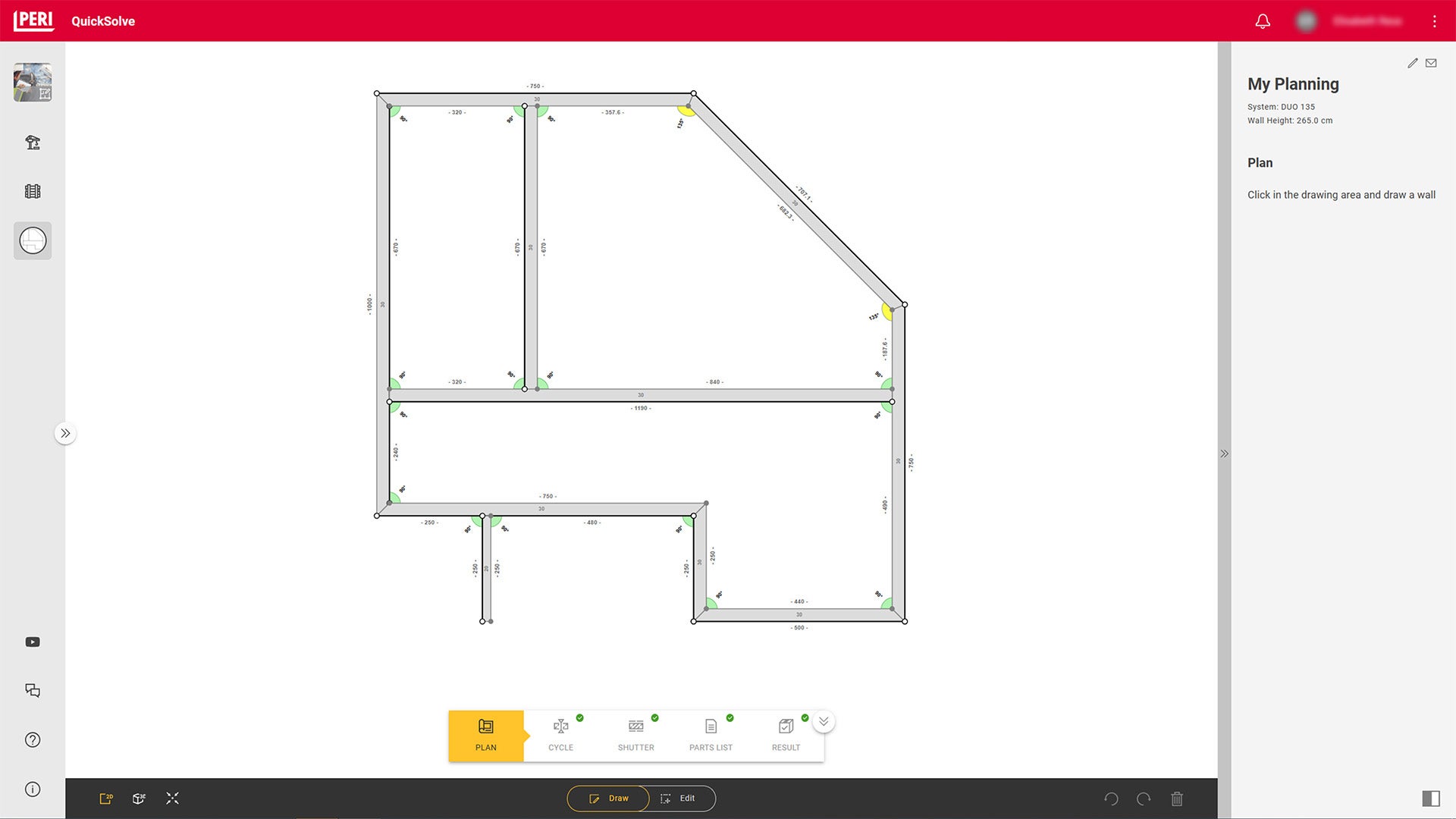 Vous recherchez un moyen rapide et simple de créer une solution de coffrage pour votre projet de construction ? Avec notre planificateur de murs, vous obtenez un résultat en un rien de temps. L’utilisation intuitive de l’application vous aide à planifier le plan, à créer et définir des cycles, et vous offre même la possibilité de prendre en compte votre propre stock dans la solution de coffrage.
