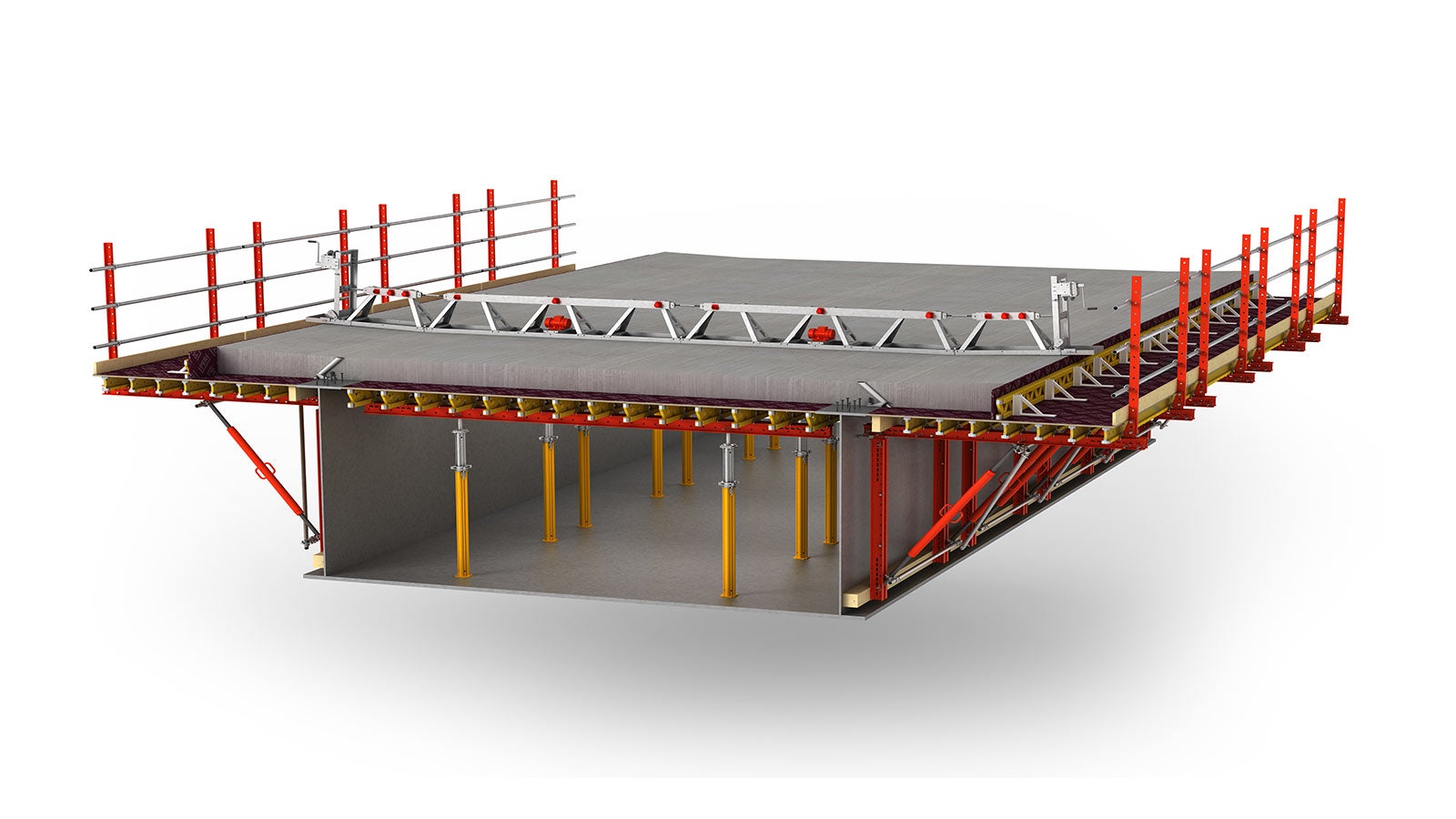 Gerüstfreie Kragarmschalung für Stahlverbund- und Betonfertigteilbrücken