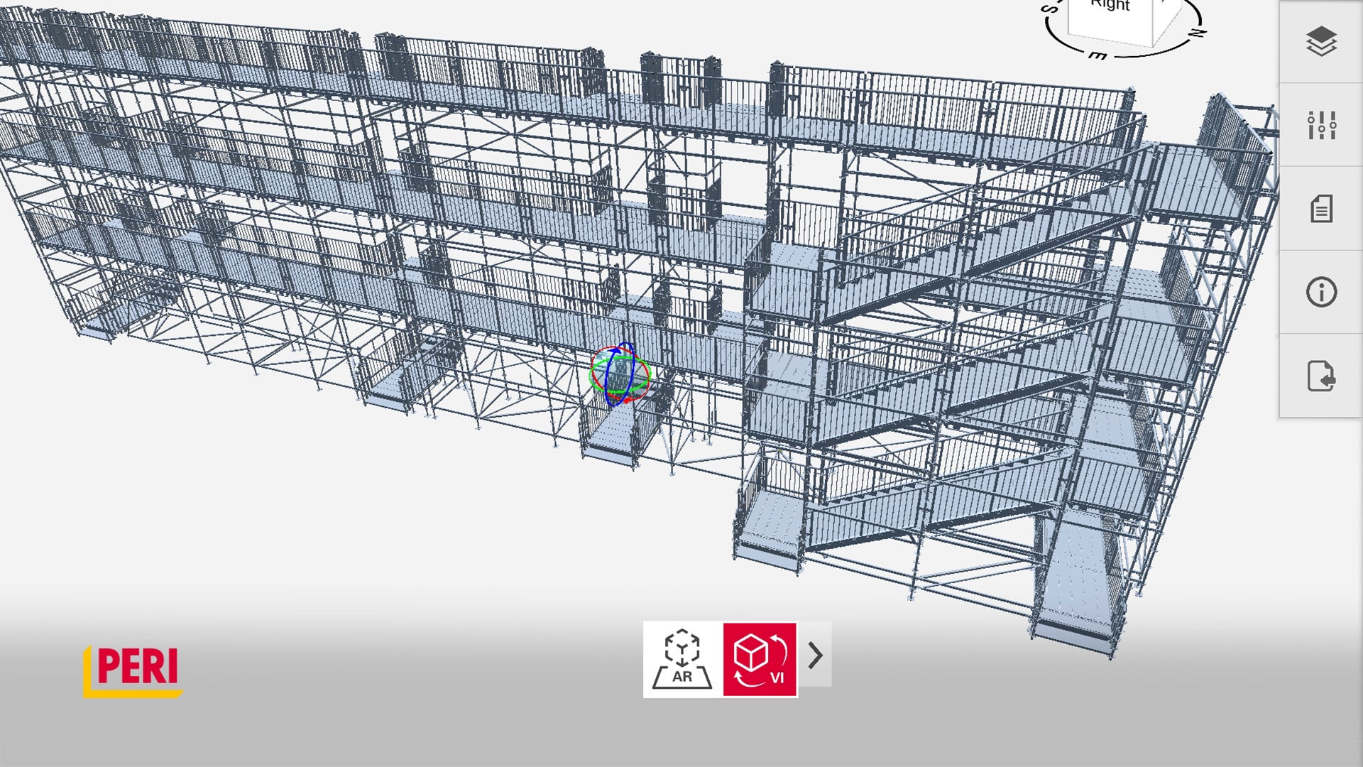 Die PERI Extended Experience App (XR) stellt das in PERI CAD geplante 3D-Gerüstmodell auf Tablet oder Smartphone digital bereit.