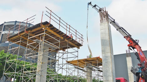 Installation of MULTIFLEX + PERI UP Flex Shoring support for 1st storey second stage column casting