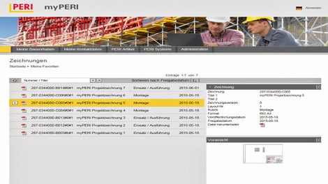 The myPERI online portal now also provides the latest project drawings ready for downloading; users are automatically notified of all new features which have been added.