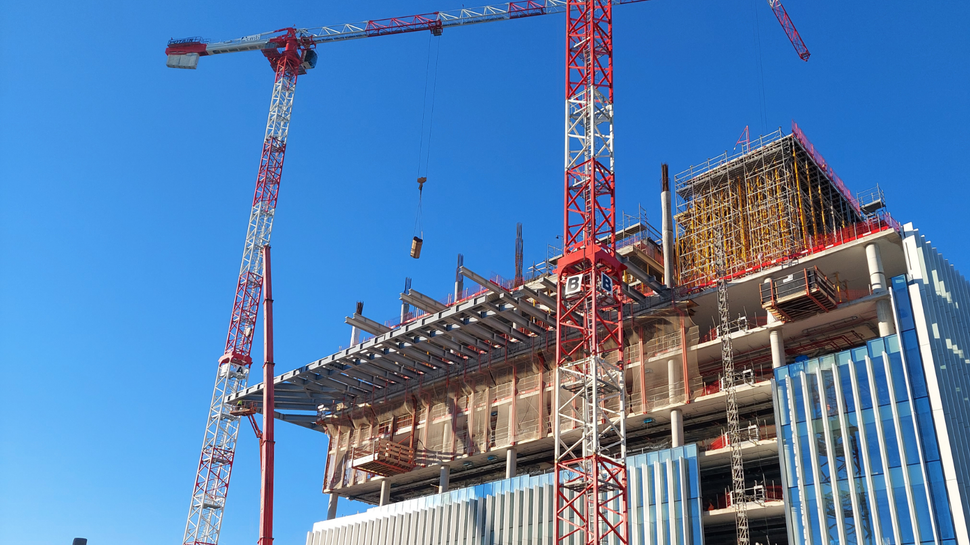 Foto del cantiere del nuovo quartier generale SNAM nel quartiere Symbiosis.