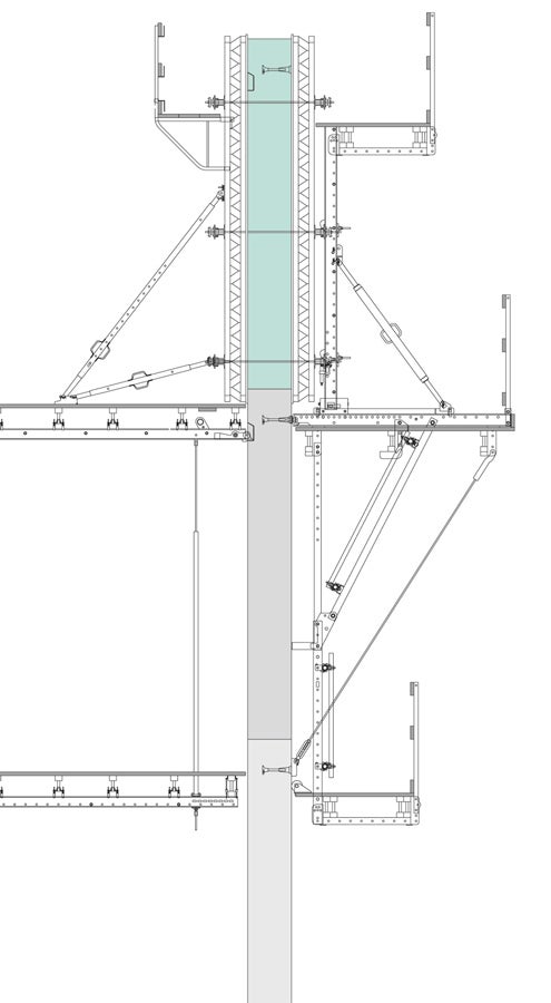 Through the new possibility of using the SCS Climbing Bracket System for double-sided applications, material utilization can be increased; at the same time, logistical requirements are reduced.