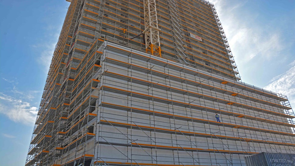 A residential and commercial building in the developing mixed-use area of Al Jaddaf