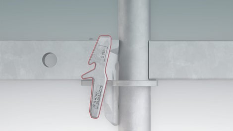 The Gravity Lock in detail: PERI UP scaffold solutions are characterized by the rosette-type design of the scaffold nodes. The ledgers, brackets and supports have a connection in the shape of a wedge which hooks into the rosette opening. In the process, the securing wedge drops into the rosette opening due to its own weight and secures automatically.
