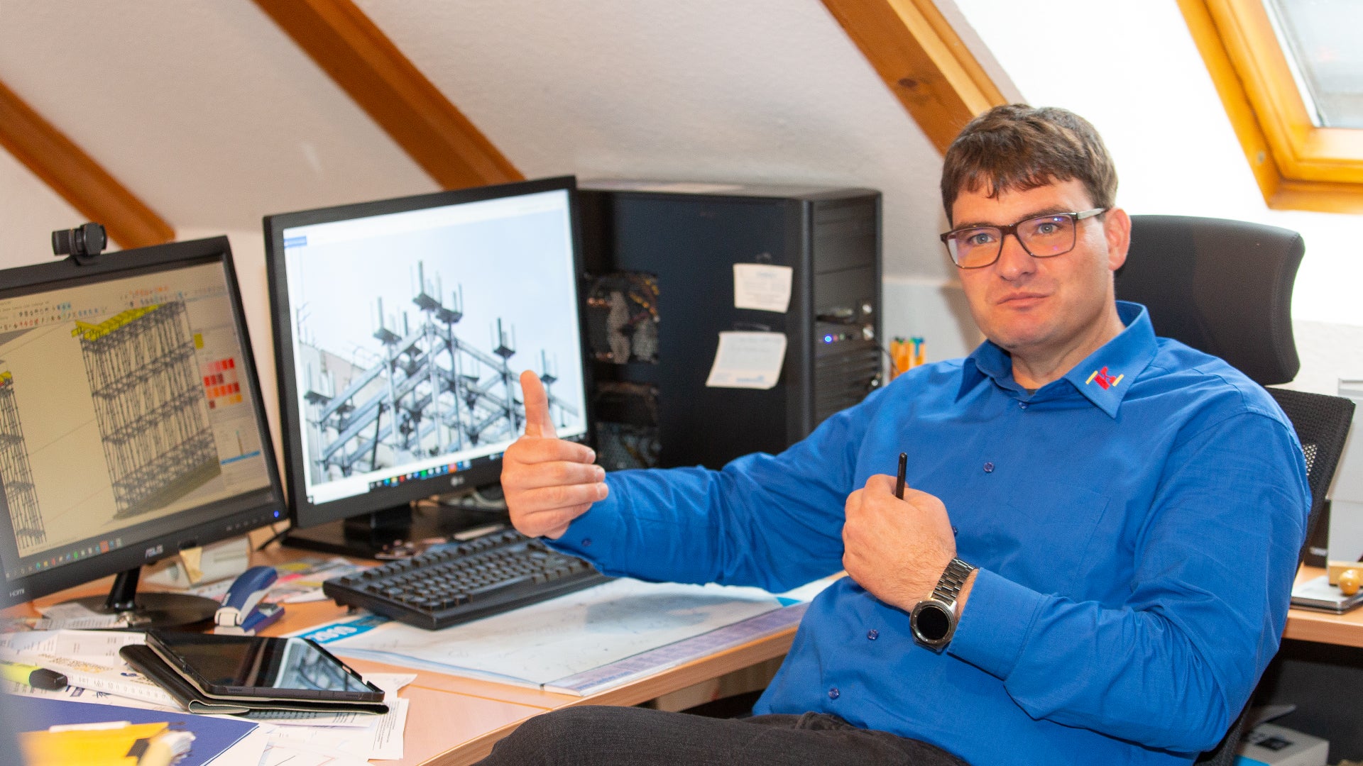 Frank Kolbenschlag setzt auch im Gerüstbau auf Digitalisierung. Er sieht es als großen Vorteil, dass bei PERI jedes Bauteil auch digital zur Verfügung steht.