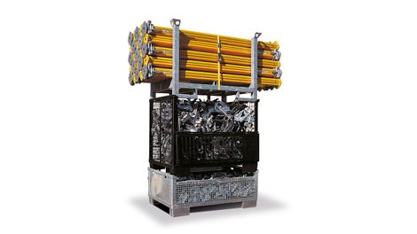 Verschiedene Transporthilfen in Kombination für einen schnellen und sicheren Transport von ungleichem Material<br/>