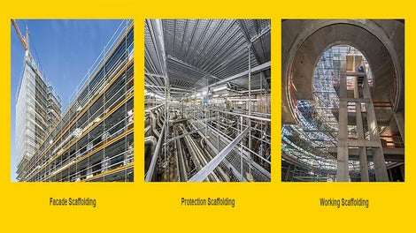 PERI UP modular system scaffolding applications including facade, protection, working, access and shoring 