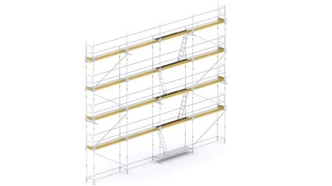 Lekkie i szybkie w montażu rusztowanie ramowe do bezpiecznego wykonywania robót fasadowych.