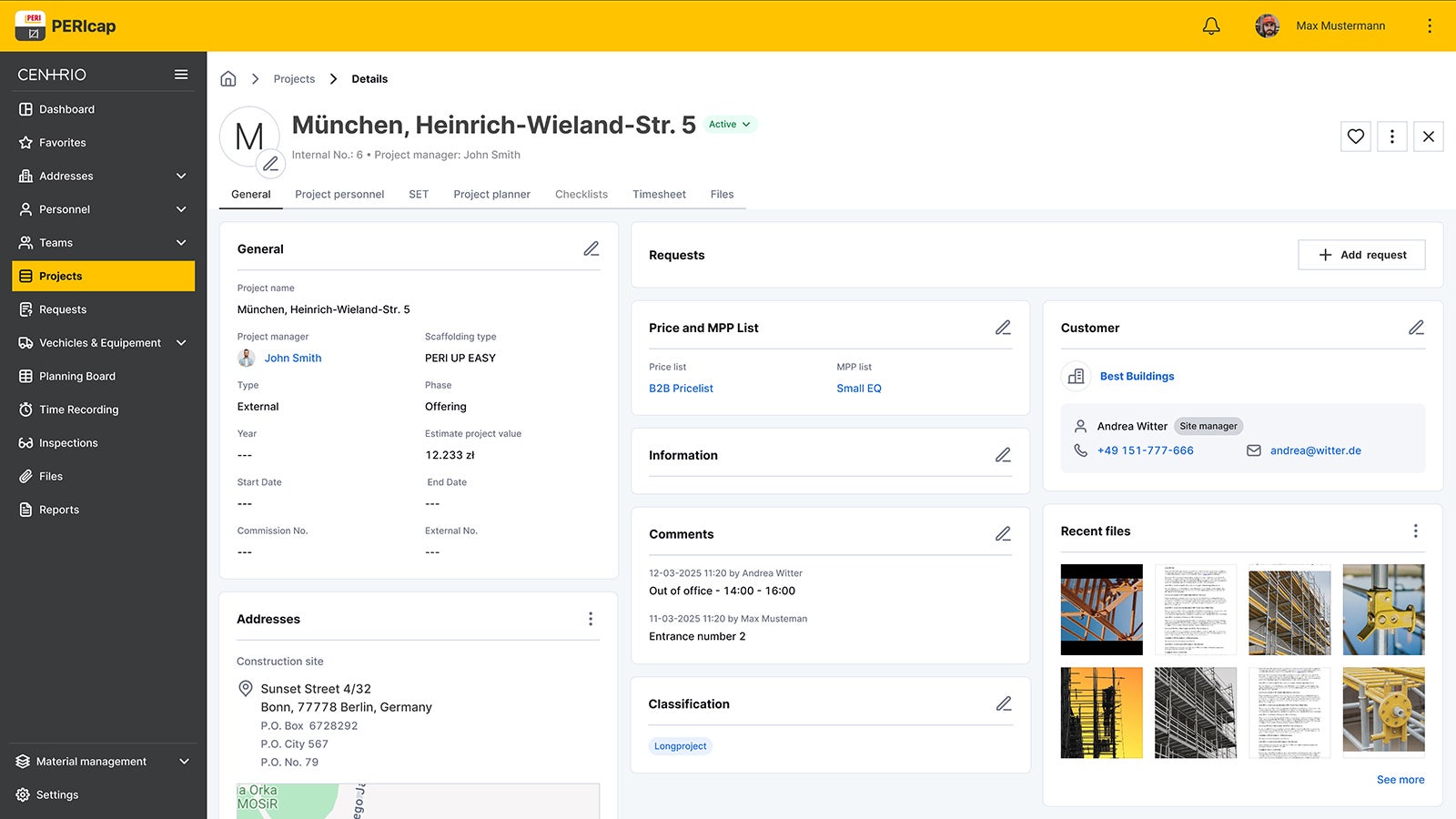 Mit PERIcap behalten Sie alle Projektdetails im Griff – von der Personalplanung über Checklisten bis zur Zeiterfassung.
