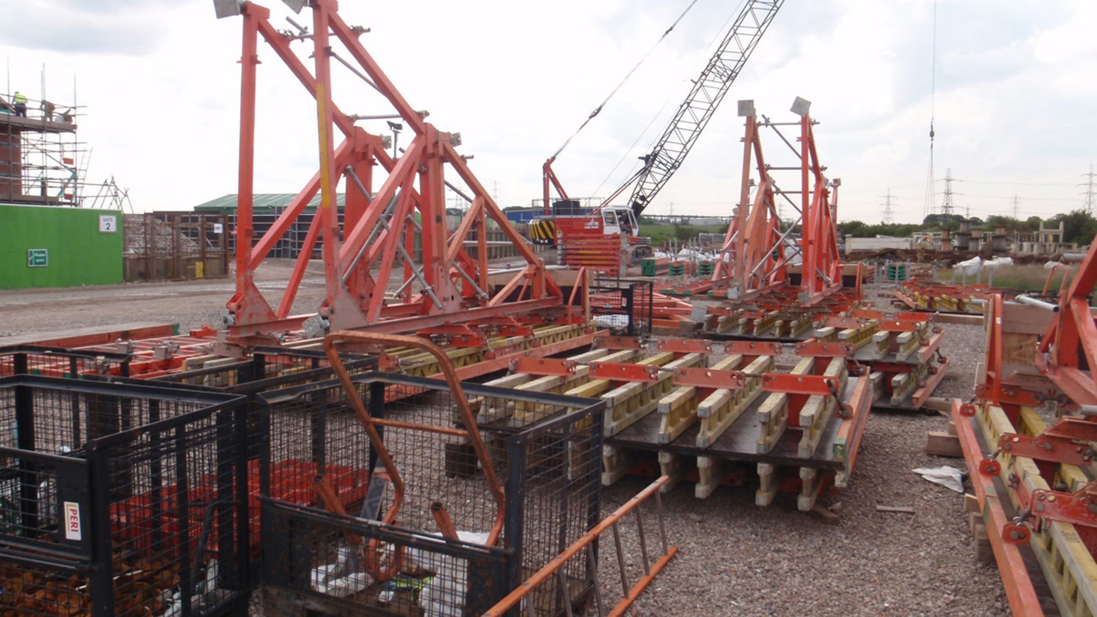 Component parts of the SB Brace Frame formwork system being assembled on site for use in the 36m shaft