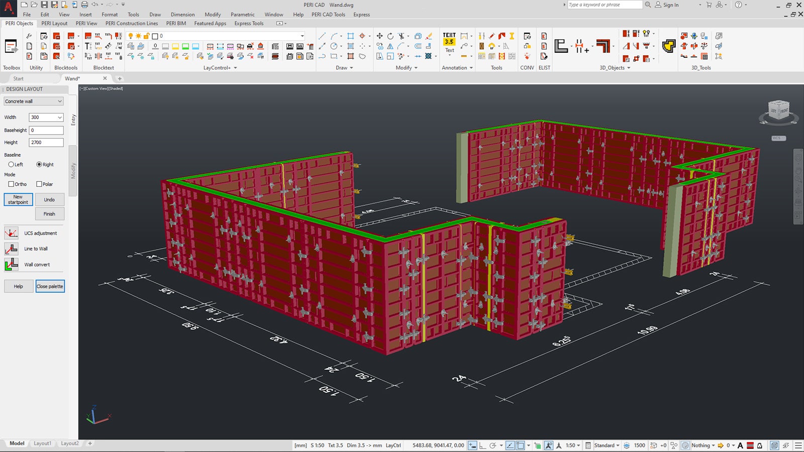 Automatic solutions are available to perform design with a wide range of wall formwork systems. 