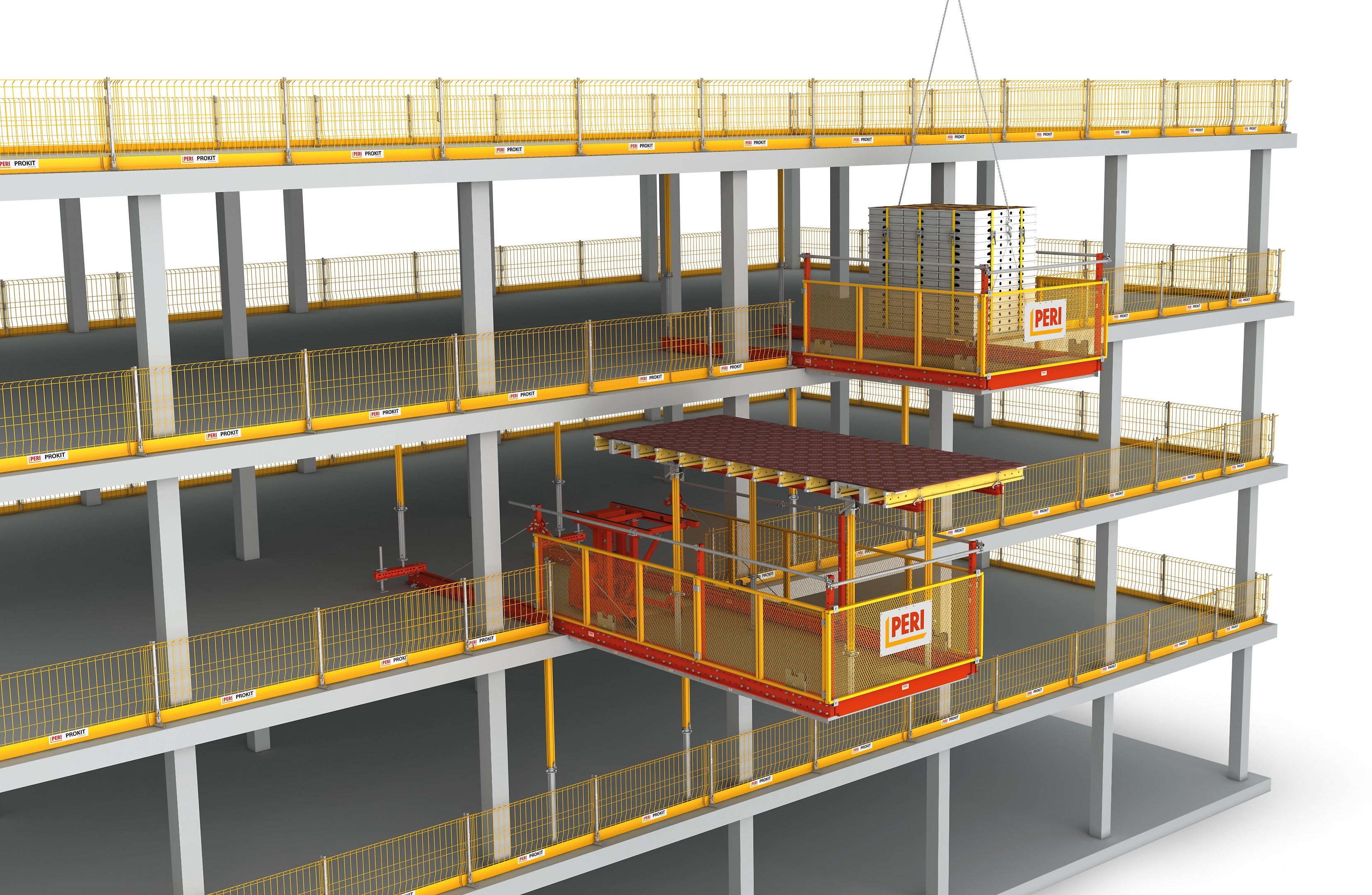 Kranversetzbare Ausfahrbühne zum Lagern und Umsetzen von Lasten