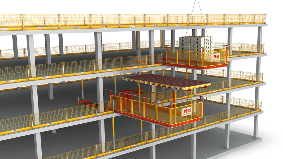 Kranversetzbare Ausfahrbühne zum Lagern und Umsetzen von Lasten