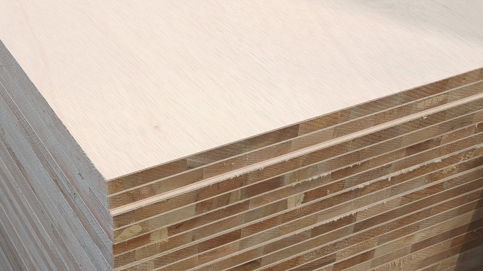 Close-up of the THERMAN™ fire door blank showing the solid timber core, designed for FD30+ fire performance and improved thermal efficiency.