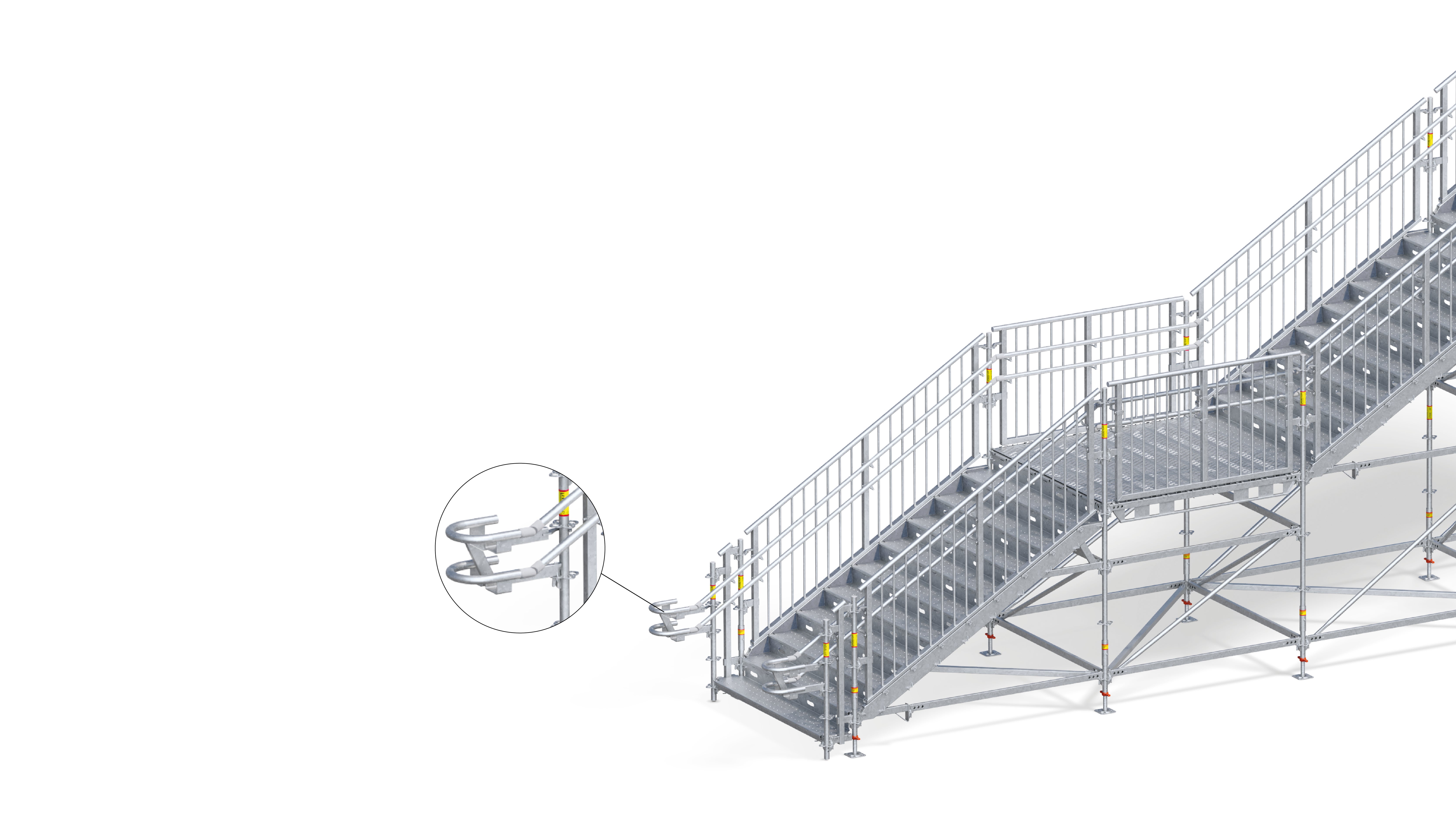 PERI UP Public - system-integrated handrail and additional children’s handrail