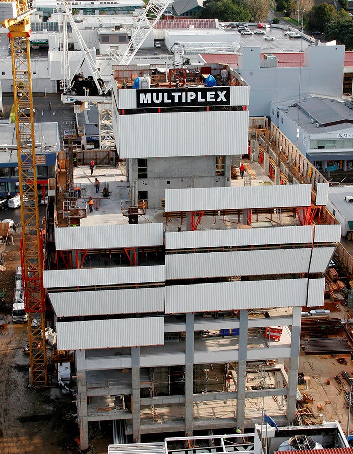 Perimeter Beam formwork - 25m x 25m ACS system providing custom designed hinged beam forms.<br/>