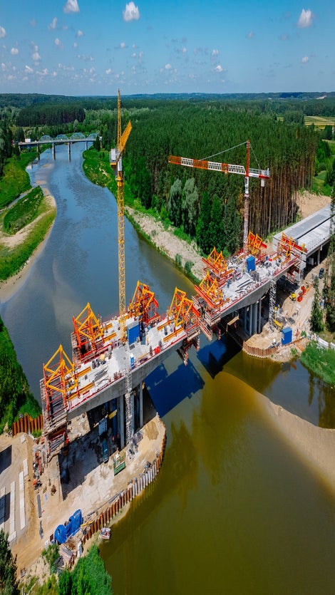 Wózki VBC PERI na budowie obiektu MS-5, droga ekspresowa S19, odcinek S19 Malewice Chlebczyn. 