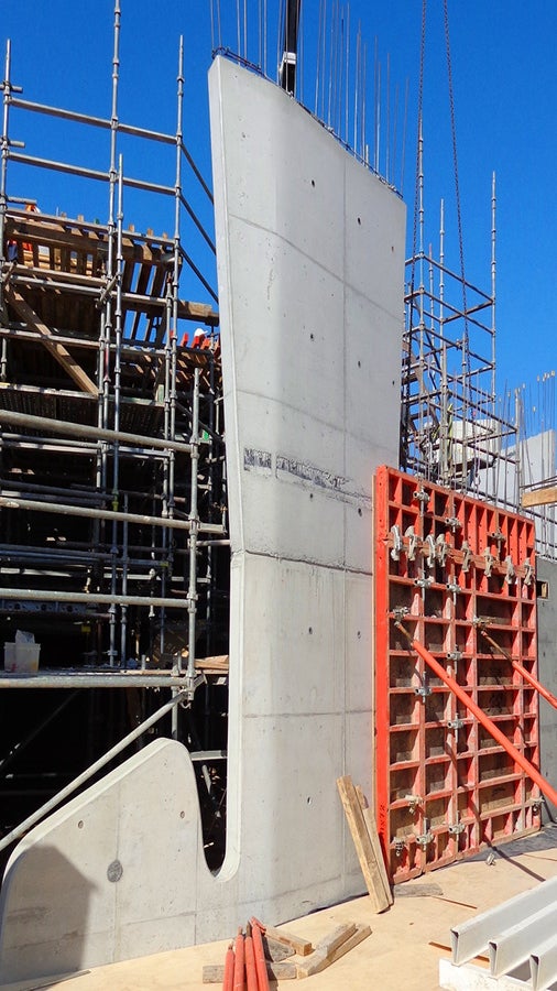 Complicated wall designs completed with standard TRIO wall formwork