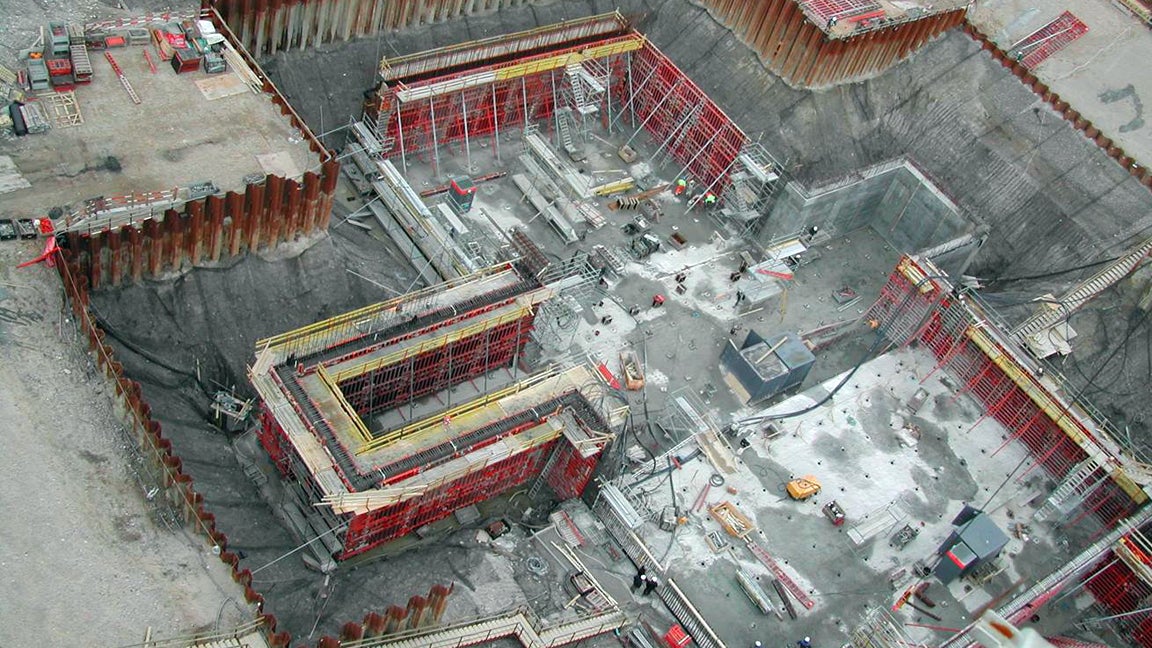 Kældervægge med TRIO vægforskalling i op til 8,10 meters højde